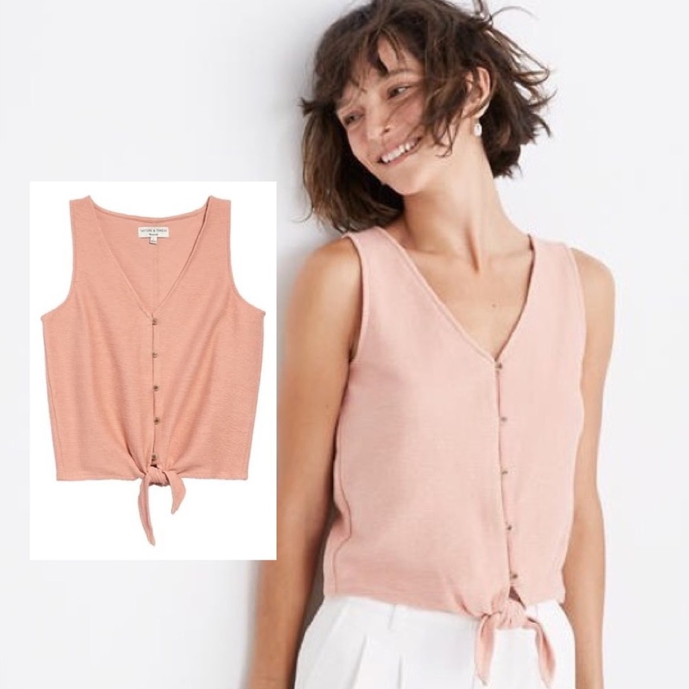Madewell Button-Front Tie Tank Top